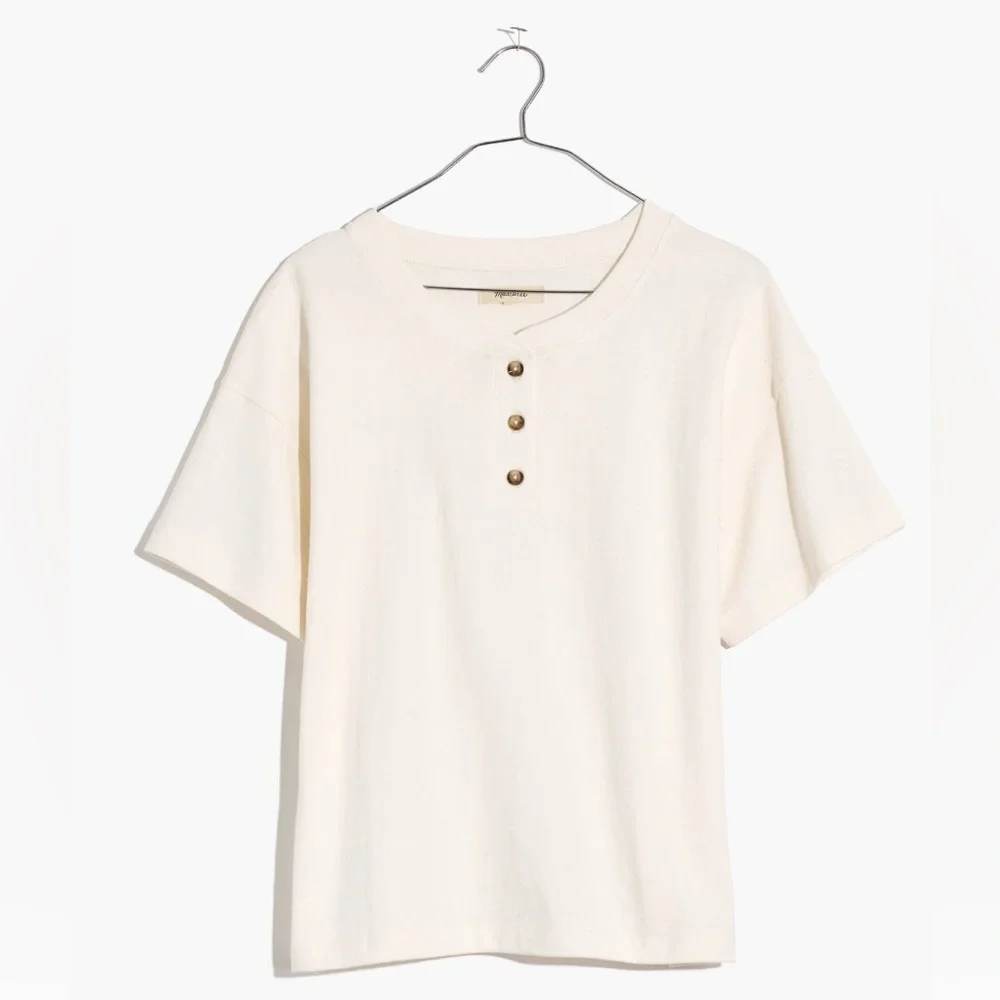 Madewell 100% Cotton Parkview Henley Tee Women’s Size Medium - Picture 4 of 9